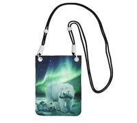 JEJEA Northern Lights Polar Bear Print Crossbody Phone Bag For Women Men, Adjustable Strap Phone Purse, For Travel Shopping