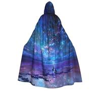 JEJEA Northern Lights print Halloween Hooded Cloak Cape Unisex for Cosplay, Christmas Party Favors Witchy Outfits