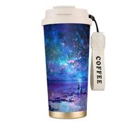 JEJEA Northern Lights Print Stainless Steel Insulated Mugs, Double Wall Coffee Cups, Coffee Travel Mug for Home Office