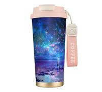 JEJEA Northern Lights Print Stainless Steel Insulated Mugs, Double Wall Coffee Cups, Coffee Travel Mug for Home Office