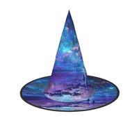 JEJEA Northern Lights Print Women'S Large Witch Hat Witch Hat Witches Hats Halloween Cosplay Party Accessory
