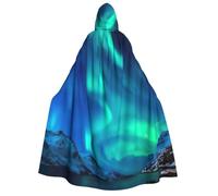 JEJEA Northern Lights1 print Halloween Hooded Cloak Cape Unisex for Cosplay, Christmas Party Favors Witchy Outfits