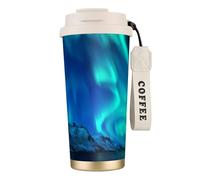 JEJEA Northern Lights1 Print Stainless Steel Insulated Mugs, Double Wall Coffee Cups, Coffee Travel Mug for Home Office