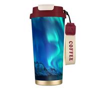 JEJEA Northern Lights1 Print Stainless Steel Insulated Mugs, Double Wall Coffee Cups, Coffee Travel Mug for Home Office