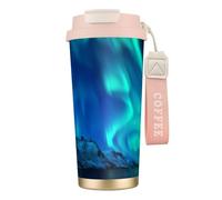 JEJEA Northern Lights1 Print Stainless Steel Insulated Mugs, Double Wall Coffee Cups, Coffee Travel Mug for Home Office