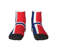 JEJEA Norwegian flag print Men's Athletic Cushioned Crew Socks Crew Training Athletic Socks Men and Women for Sports
