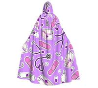 JEJEA Nurse Pattern Purple print Halloween Hooded Cloak Cape Unisex for Cosplay, Christmas Party Favors Witchy Outfits