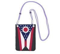 JEJEA Ohio State Flag Print Crossbody Phone Bag For Women Men, Adjustable Strap Phone Purse, For Travel Shopping