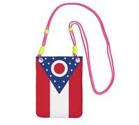 JEJEA Ohio State Flag Print Crossbody Phone Bag For Women Men, Adjustable Strap Phone Purse, For Travel Shopping