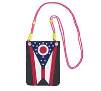 JEJEA Ohio State Flag Print Crossbody Phone Bag For Women Men, Adjustable Strap Phone Purse, For Travel Shopping