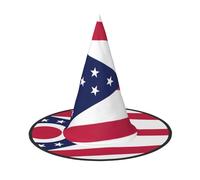 JEJEA Ohio State Flag Print Women'S Large Witch Hat Witch Hat Witches Hats Halloween Cosplay Party Accessory