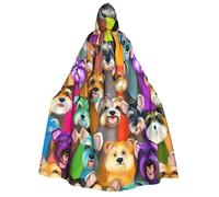 JEJEA Oil Cute Schnauzer Dogs print Halloween Hooded Cloak Cape Unisex for Cosplay, Christmas Party Favors Witchy Outfits