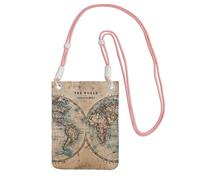 JEJEA Old Stained World Map Print Crossbody Phone Bag For Women Men, Adjustable Strap Phone Purse, For Travel Shopping