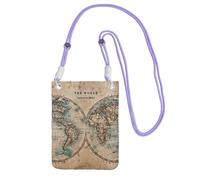 JEJEA Old Stained World Map Print Crossbody Phone Bag For Women Men, Adjustable Strap Phone Purse, For Travel Shopping