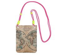 JEJEA Old Stained World Map Print Crossbody Phone Bag For Women Men, Adjustable Strap Phone Purse, For Travel Shopping