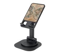 JEJEA Old Stained World Map Print Rotating Cell Stand,Cell Phone Stand For Desk,Adjustable Phone Holder, For All Phones