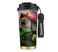 JEJEA Old Tractor Photo Farm Print Stainless Steel Insulated Mugs, Double Wall Coffee Cups, Coffee Travel Mug for Home Office