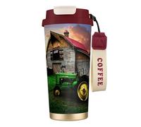 JEJEA Old Tractor Photo Farm Print Stainless Steel Insulated Mugs, Double Wall Coffee Cups, Coffee Travel Mug for Home Office