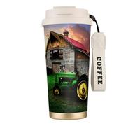 JEJEA Old Tractor Photo Farm Print Stainless Steel Insulated Mugs, Double Wall Coffee Cups, Coffee Travel Mug for Home Office