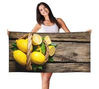 JEJEA One Basket Lemons Print 70x140cm Beach Towel, Quick Dry Bathroom Bath Pool Swim Towels,Men Women Adults Gift