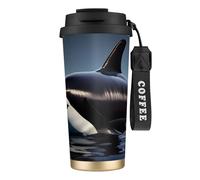 JEJEA Orca Killer Whale Print Print Stainless Steel Insulated Mugs, Double Wall Coffee Cups, Coffee Travel Mug for Home Office