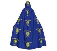 JEJEA Oregon State Flag print Halloween Hooded Cloak Cape Unisex for Cosplay, Christmas Party Favors Witchy Outfits