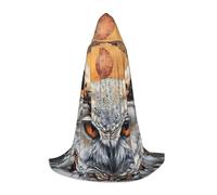JEJEA Owl Beliefs Print Halloween Cosplay Christmas Party Outfits Hooded Wizard Robe Halloween Cloak Medieval Renaissance