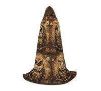 JEJEA Owl Beliefs Print Halloween Cosplay Christmas Party Outfits Hooded Wizard Robe Halloween Cloak Medieval Renaissance