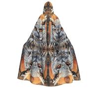 JEJEA Owl Beliefs print Halloween Hooded Cloak Cape Unisex for Cosplay, Christmas Party Favors Witchy Outfits