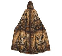 JEJEA Owl Beliefs print Halloween Hooded Cloak Cape Unisex for Cosplay, Christmas Party Favors Witchy Outfits
