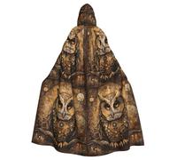 JEJEA Owl Beliefs Print Witch Wizard Hooded Cloak, Adult Halloween Party Cape, For Witch Vampire Cosplay Costume