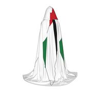 JEJEA Palestine Flag Map Print Halloween Cosplay Christmas Party Outfits Hooded Wizard Robe Halloween Cloak Medieval Renaissance