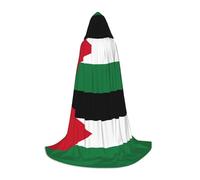 JEJEA Palestinian Flag Print Halloween Cosplay Christmas Party Outfits Hooded Wizard Robe Halloween Cloak Medieval Renaissance