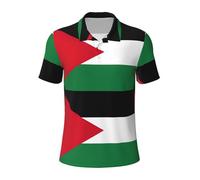 JEJEA Palestinian Flag Print Mens Golf Shirt, Moisture Wicking Short Sleeve Polo Shirts for Men, Daily Casual T-Shirt Black