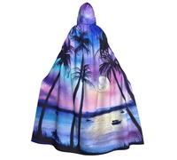 JEJEA Palm Tree Pattern print Halloween Hooded Cloak Cape Unisex for Cosplay, Christmas Party Favors Witchy Outfits