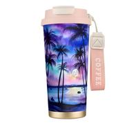 JEJEA Palm Tree Pattern Print Stainless Steel Insulated Mugs, Double Wall Coffee Cups, Coffee Travel Mug for Home Office