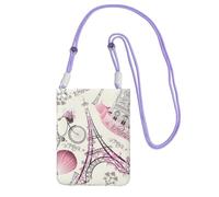 JEJEA Paris Eiffel Tower Flower Print Crossbody Phone Bag For Women Men, Adjustable Strap Phone Purse, For Travel Shopping