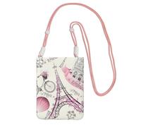 JEJEA Paris Eiffel Tower Flower Print Crossbody Phone Bag For Women Men, Adjustable Strap Phone Purse, For Travel Shopping
