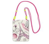 JEJEA Paris Eiffel Tower Flower Print Crossbody Phone Bag For Women Men, Adjustable Strap Phone Purse, For Travel Shopping