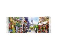 JEJEA Paris Street Scene Eiffel Tower Print Print Faux Cashmere Scarf With Tassels, Soft Warm Winter Scarf, Stylish Wrap For Women Men