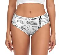 JEJEA Parisian Coffee Eiffel Tower Print Print Women'S Briefs, High Waisted Underwear, Full Coverage Panties For Women, Stretch Underwear