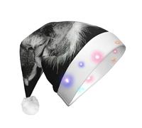 JEJEA Pawprint Print Santa Hat Adult Led, Christmas Hat With Lights For Women And Men New Year Party Supplies