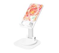JEJEA Peach Peony Print Rotating Cell Stand,Cell Phone Stand For Desk,Adjustable Phone Holder, For All Phones