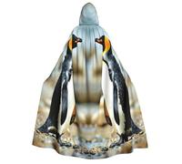 JEJEA Penguin print Halloween Hooded Cloak Cape Unisex for Cosplay, Christmas Party Favors Witchy Outfits