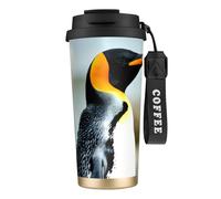 JEJEA Penguin Print Stainless Steel Insulated Mugs, Double Wall Coffee Cups, Coffee Travel Mug for Home Office