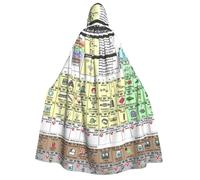 JEJEA Periodic table of elements print Halloween Hooded Cloak Cape Unisex for Cosplay, Christmas Party Favors Witchy Outfits
