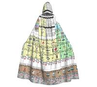 JEJEA Periodic Table Of Elements Print Witch Wizard Hooded Cloak, Adult Halloween Party Cape, For Witch Vampire Cosplay Costume