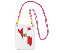 JEJEA Peru Flag Map Print Crossbody Phone Bag For Women Men, Adjustable Strap Phone Purse, For Travel Shopping