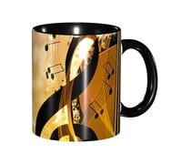 JEJEA Piano Violin Music Notes Print 11 Oz Pottery Mug, Ceramic Coffee Cups Elegant Tea Mugs with Gift Box for Women with 6 Colors
