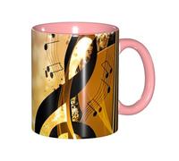 JEJEA Piano Violin Music Notes Print 11 Oz Pottery Mug, Ceramic Coffee Cups Elegant Tea Mugs with Gift Box for Women with 6 Colors